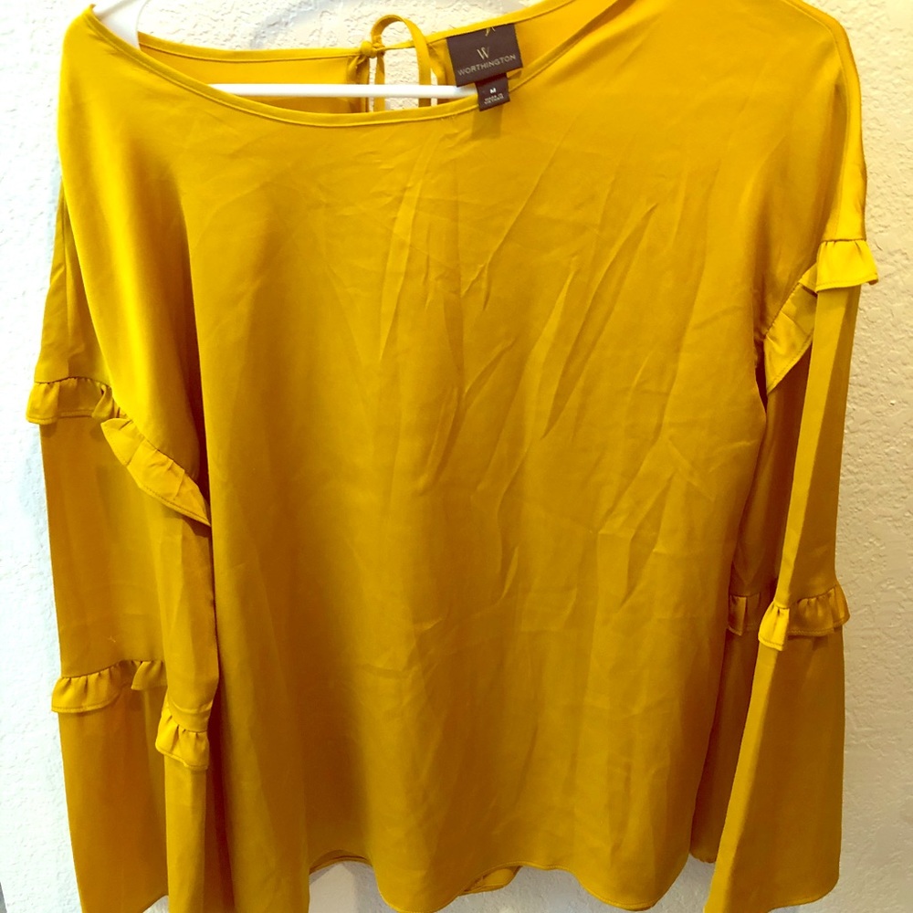 EUC Worthington Silk Bell Sleeve Blouse